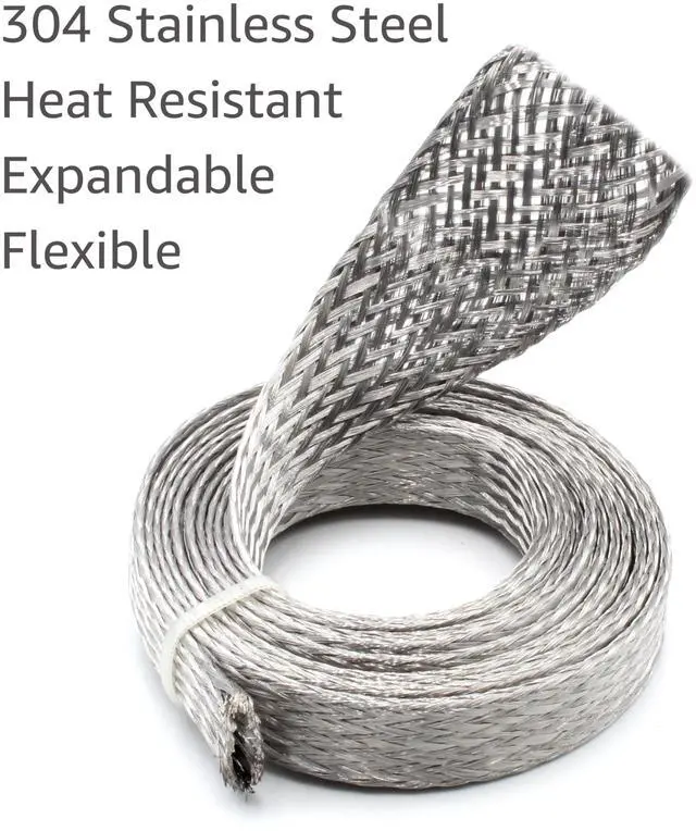 Alt view image 3 of 4 - 1/2" Stainless Steel Braided Sleeving 304SS Metal Flexible Expandable Mesh Sleeve - 25 Feet
