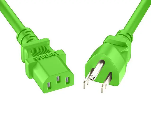 Alt view image 4 of 4 - 20 Pack 4ft (1.2m) Power Cord NEMA 5-15P to IEC C13 10Amp 18AWG 125V SVT Jacket 515P-C13 PDU PC Cable Monitor UL Listed, Green, 4 Foot