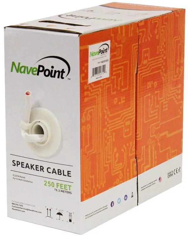 Main image of 250ft in Wall Audio Speaker Cable Wire CL2 12/2 AWG Gauge 2 Conductor Bulk White