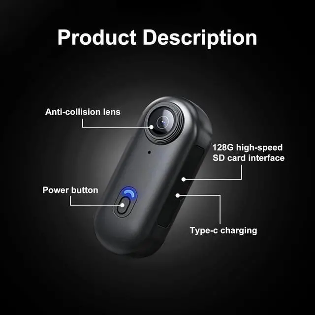 Alt view image 4 of 4 - 1080P HD Mini Body Camera, Wearable Camera, 360° Rotatable Clip & Magnetic Clip, 150° Wide Angle, Waterproof Case for Pets & Daily Recording