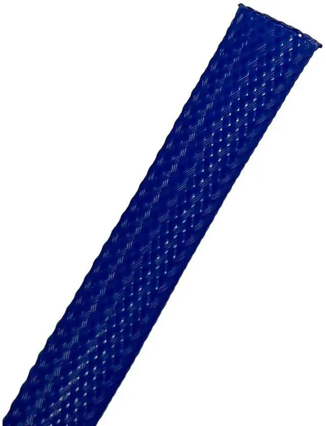 Main image of PET Expandable Braided Sleeving - 1 Inch - 100 Feet Long - Blue Cable Sleeve Automotive Wire Loom, Cable Wrap, Cord Protector from Pets, Cable Management - Blue