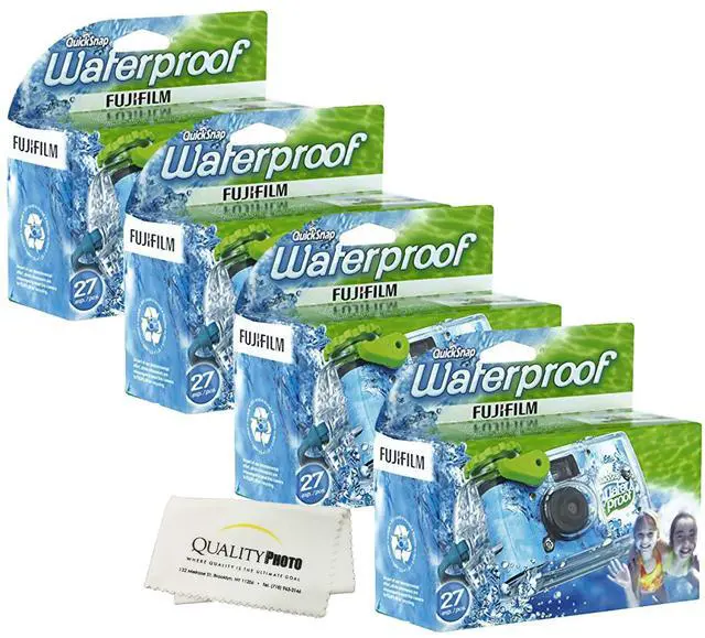 Main image of Quick Snap Waterproof 27 exposures 35mm Camera 800 Film, 4 Pack + Microfiber Cloth