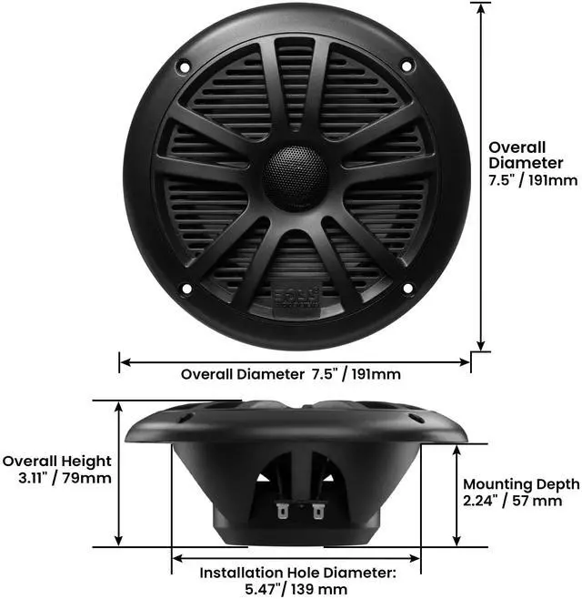 Alt view image 3 of 6 - BOSS 6.5" 360W Dual Cone Black Marine Boat Outdoor Audio Speakers, 4pk | MR6B