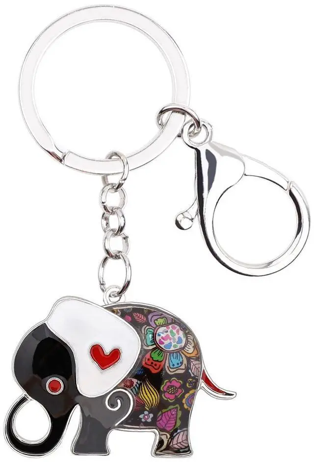 Main image of Enamel Alloy Anime Elephant Keychains Key Ring Charm Jewelry For Women Girls Lady Bag Car Purse (Grey)