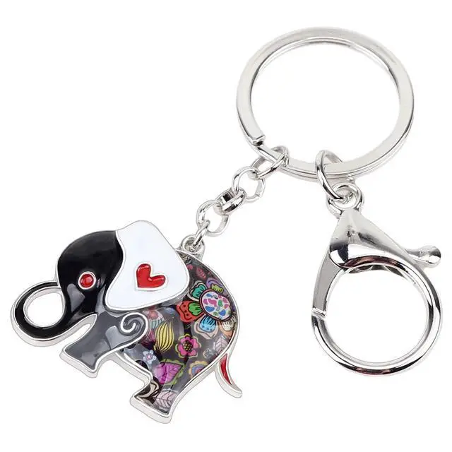 Alt view image 2 of 7 - Enamel Alloy Anime Elephant Keychains Key Ring Charm Jewelry For Women Girls Lady Bag Car Purse (Grey)