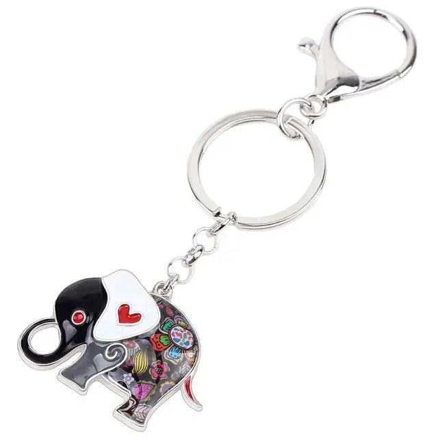Alt view image 3 of 7 - Enamel Alloy Anime Elephant Keychains Key Ring Charm Jewelry For Women Girls Lady Bag Car Purse (Grey)