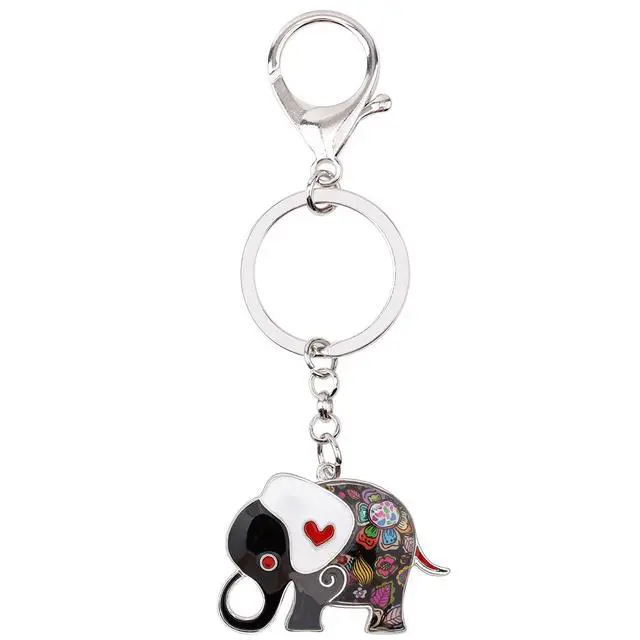 Alt view image 4 of 7 - Enamel Alloy Anime Elephant Keychains Key Ring Charm Jewelry For Women Girls Lady Bag Car Purse (Grey)