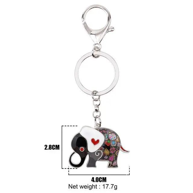 Alt view image 6 of 7 - Enamel Alloy Anime Elephant Keychains Key Ring Charm Jewelry For Women Girls Lady Bag Car Purse (Grey)