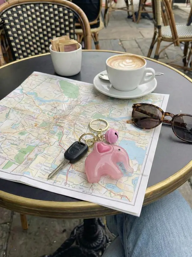 Alt view image 7 of 7 - Sweet Elephant Keychain & Bag Charm, Clear Acrylic Animal Pendant with Tiny Bell, Adorable Car Key Ring for Women (Pink)