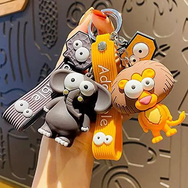 Alt view image 2 of 3 - Cartoon Cute Wacky Keychain Elephant Giraffe Lion Ostrich Key Ring Animal Keychain Holder Clip Gift for Women Girls-elephant
