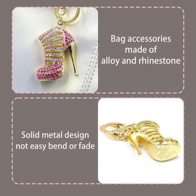 Alt view image 3 of 6 - Charm Keychain for Women,Crystal Key Chain with Diamond Pendant,Cute Bag Purse Keyring Accessory, Pink