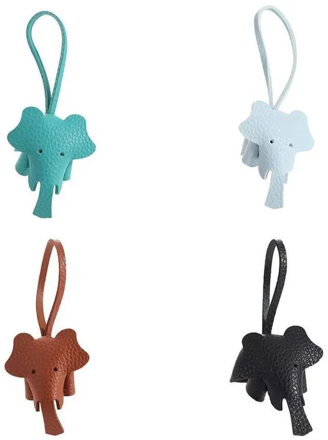 Main image of 4 Pcs Cute Elephant Keychain Handmade PU Leather Keychains Bag Pendant Charm Phone Straps Car Key Accessories for Women Girls