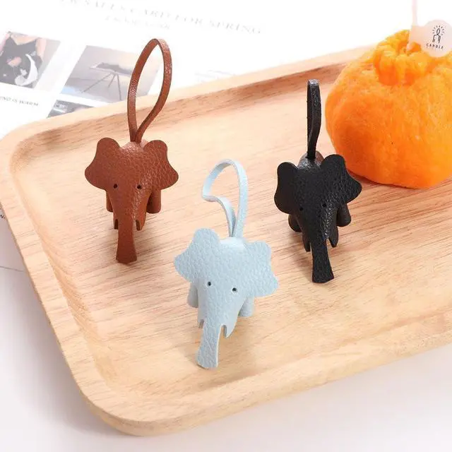 Alt view image 2 of 7 - 4 Pcs Cute Elephant Keychain Handmade PU Leather Keychains Bag Pendant Charm Phone Straps Car Key Accessories for Women Girls