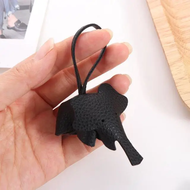 Alt view image 5 of 7 - 4 Pcs Cute Elephant Keychain Handmade PU Leather Keychains Bag Pendant Charm Phone Straps Car Key Accessories for Women Girls