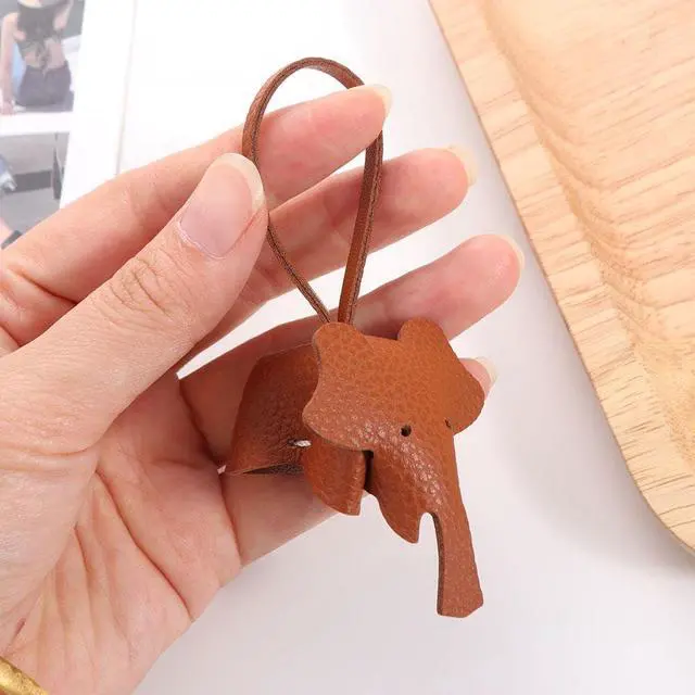 Alt view image 6 of 7 - 4 Pcs Cute Elephant Keychain Handmade PU Leather Keychains Bag Pendant Charm Phone Straps Car Key Accessories for Women Girls
