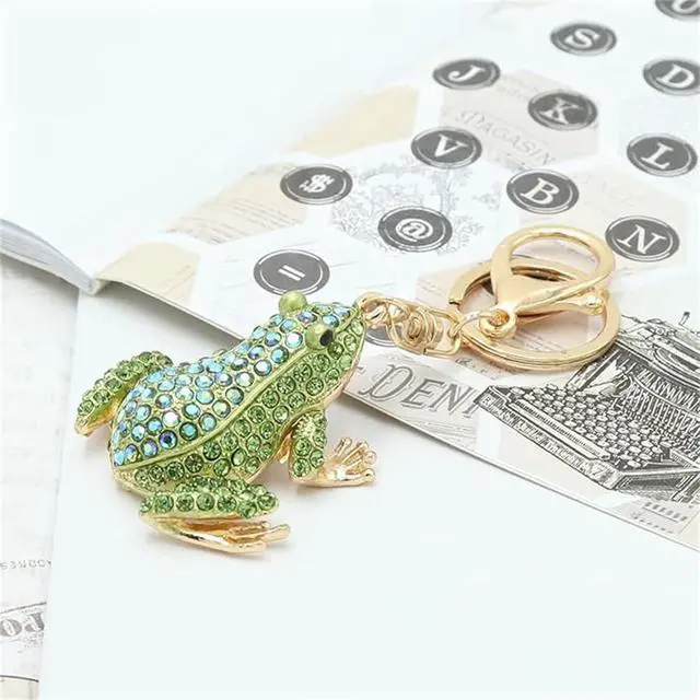 Alt view image 2 of 7 - Cute Frog Keychain Rhinestones Green Frog Keychain for Women Handbag Pendant Animal Crystal Key Ring Accessories Car Key Rings Jewelry Gift