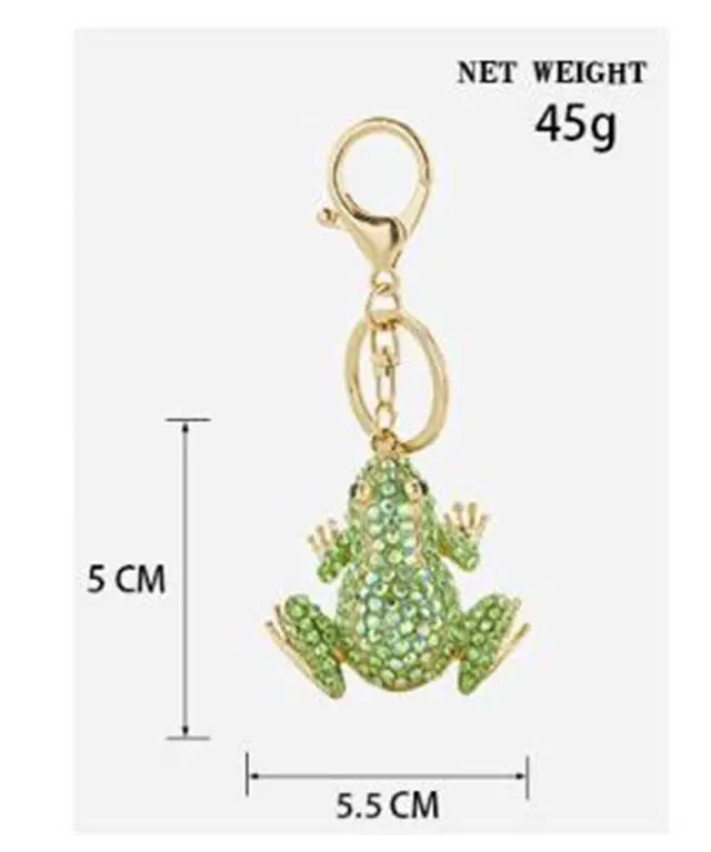 Alt view image 5 of 7 - Cute Frog Keychain Rhinestones Green Frog Keychain for Women Handbag Pendant Animal Crystal Key Ring Accessories Car Key Rings Jewelry Gift