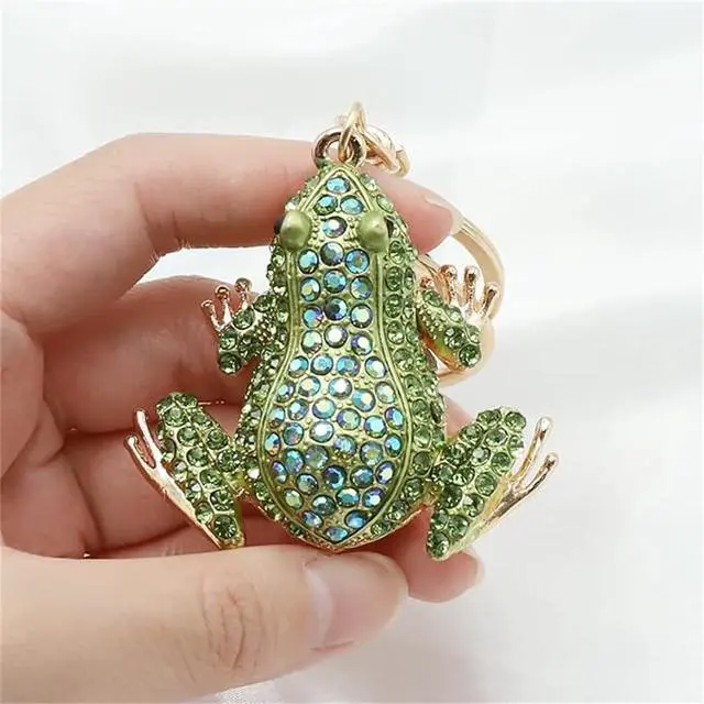 Alt view image 3 of 7 - Cute Frog Keychain Rhinestones Green Frog Keychain for Women Handbag Pendant Animal Crystal Key Ring Accessories Car Key Rings Jewelry Gift