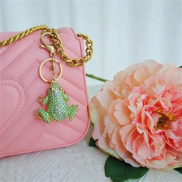 Alt view image 4 of 7 - Cute Frog Keychain Rhinestones Green Frog Keychain for Women Handbag Pendant Animal Crystal Key Ring Accessories Car Key Rings Jewelry Gift