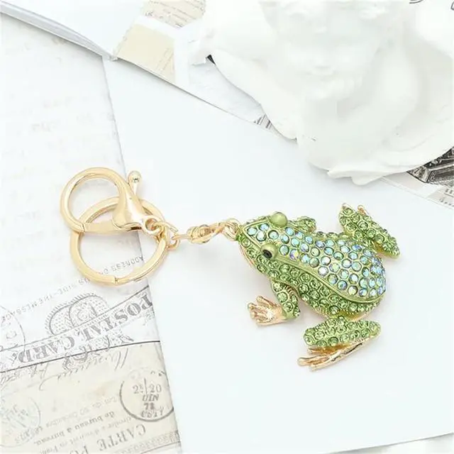 Alt view image 7 of 7 - Cute Frog Keychain Rhinestones Green Frog Keychain for Women Handbag Pendant Animal Crystal Key Ring Accessories Car Key Rings Jewelry Gift