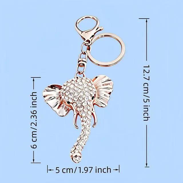 Alt view image 3 of 7 - Rose Gold Elephant Rhinestone Keychain, Sparkly Crystal Elephant Charm Key Ring for Women, Lucky Elephant Pendant for Handbag Purse Car Key, Cute Animal Jewelry