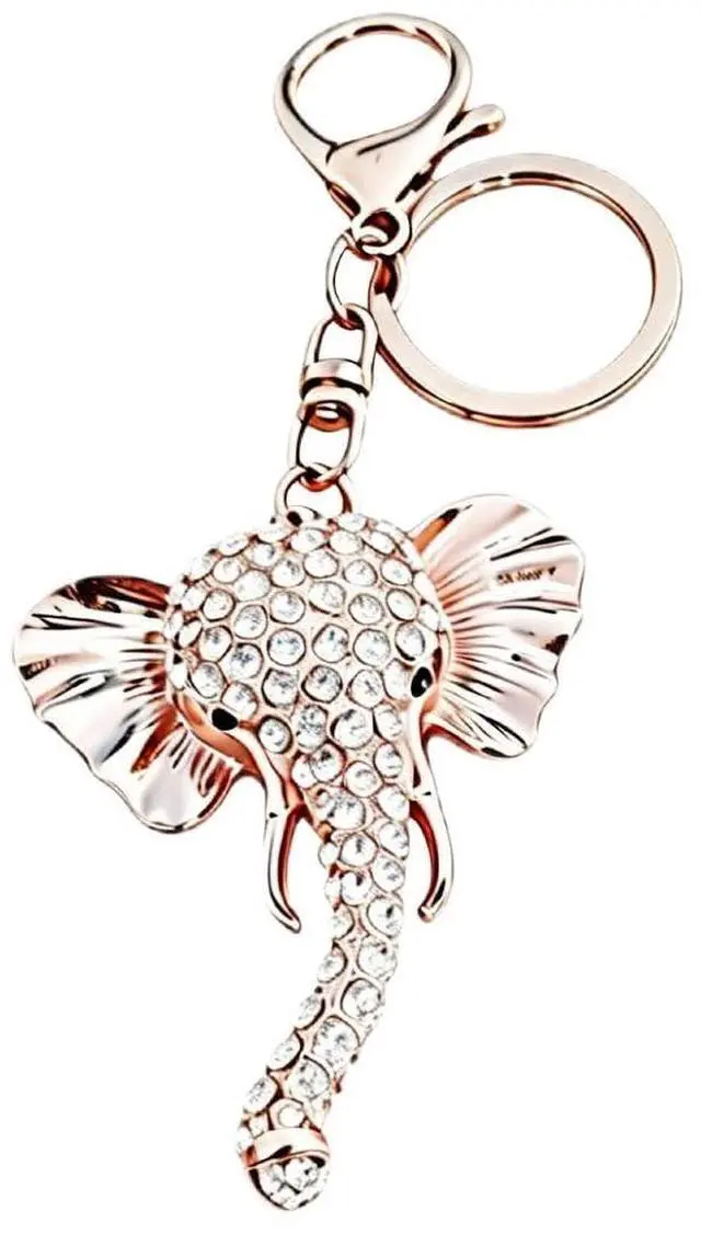 Main image of Rose Gold Elephant Rhinestone Keychain, Sparkly Crystal Elephant Charm Key Ring for Women, Lucky Elephant Pendant for Handbag Purse Car Key, Cute Animal Jewelry