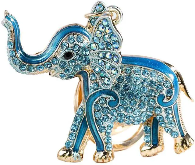 Main image of Keyring, Purse Charm, Cute Elephant Keychain, Zinc Alloy Cute Rhinestone Pendant Ornaments Handbag Decorative Accessories for Car(Blue)