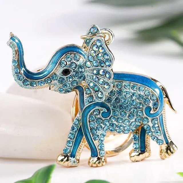 Alt view image 2 of 7 - Keyring, Purse Charm, Cute Elephant Keychain, Zinc Alloy Cute Rhinestone Pendant Ornaments Handbag Decorative Accessories for Car(Blue)