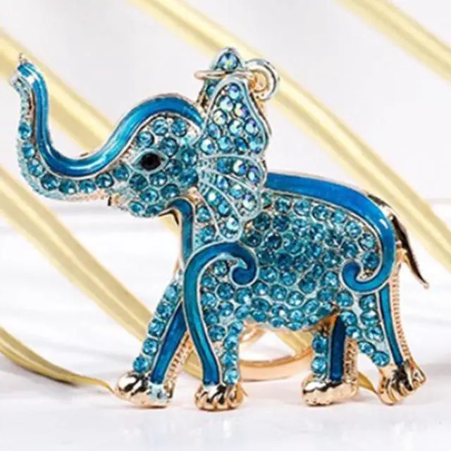 Alt view image 3 of 7 - Keyring, Purse Charm, Cute Elephant Keychain, Zinc Alloy Cute Rhinestone Pendant Ornaments Handbag Decorative Accessories for Car(Blue)