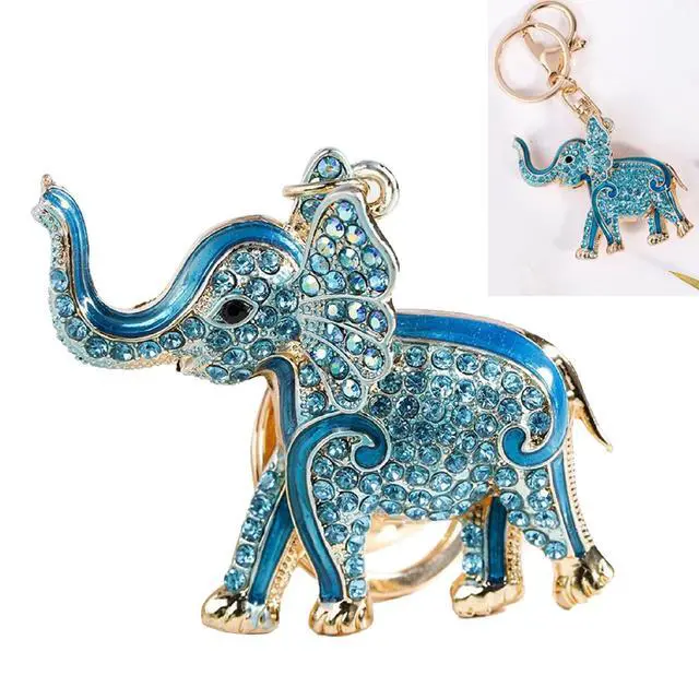 Alt view image 7 of 7 - Keyring, Purse Charm, Cute Elephant Keychain, Zinc Alloy Cute Rhinestone Pendant Ornaments Handbag Decorative Accessories for Car(Blue)