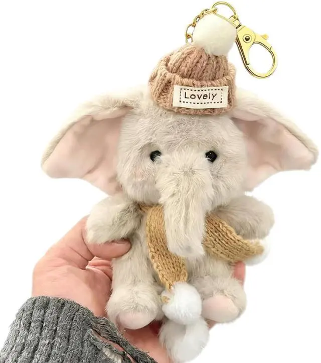 Main image of Plush Elephant Keychain - Soft & Durable Cute Elephant Keychain for Backpack, Gift for Friends & Family, Car & Home Decor (Pink)