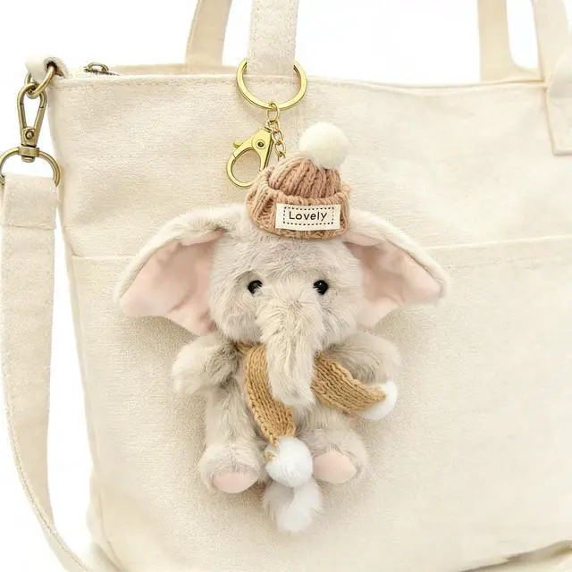 Alt view image 6 of 7 - Plush Elephant Keychain - Soft & Durable Cute Elephant Keychain for Backpack, Gift for Friends & Family, Car & Home Decor (Pink)