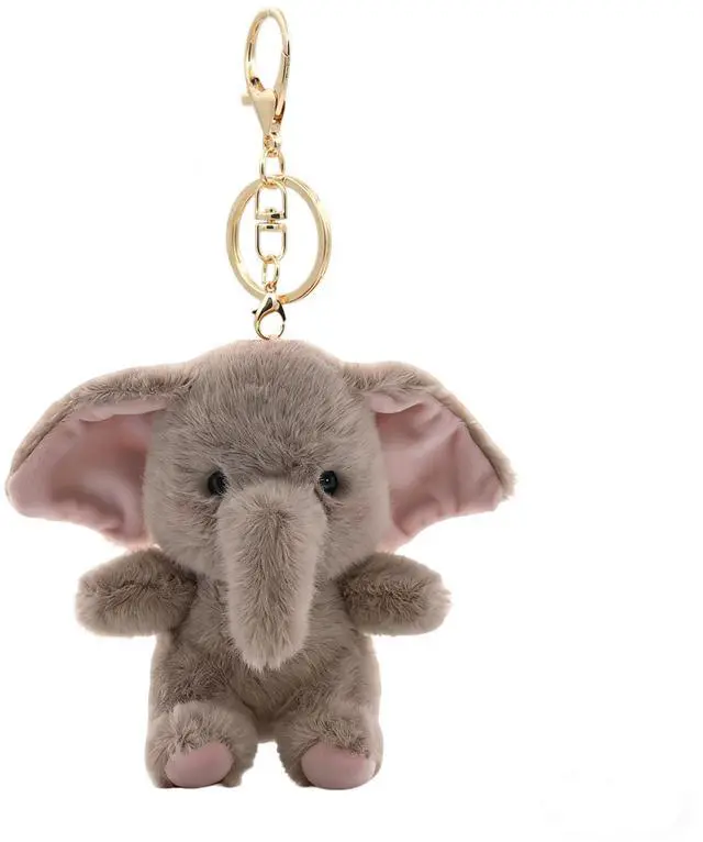 Main image of White Elephant Plush Keychain Bag Charms, Cute Elephant for Backpack Handbag Gift for Women (Gray Pink)