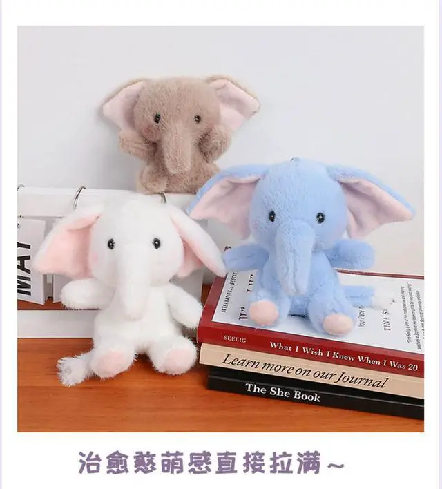 Alt view image 4 of 6 - White Elephant Plush Keychain Bag Charms, Cute Elephant for Backpack Handbag Gift for Women (Gray Pink)