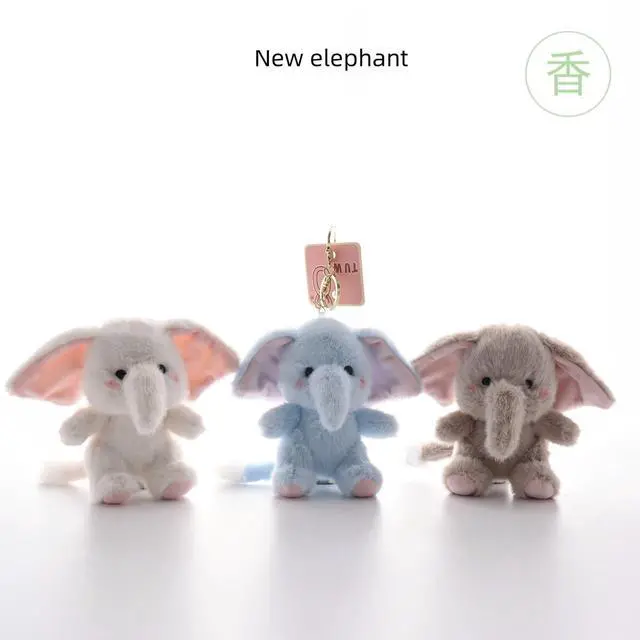 Alt view image 2 of 6 - White Elephant Plush Keychain Bag Charms, Cute Elephant for Backpack Handbag Gift for Women (Gray Pink)