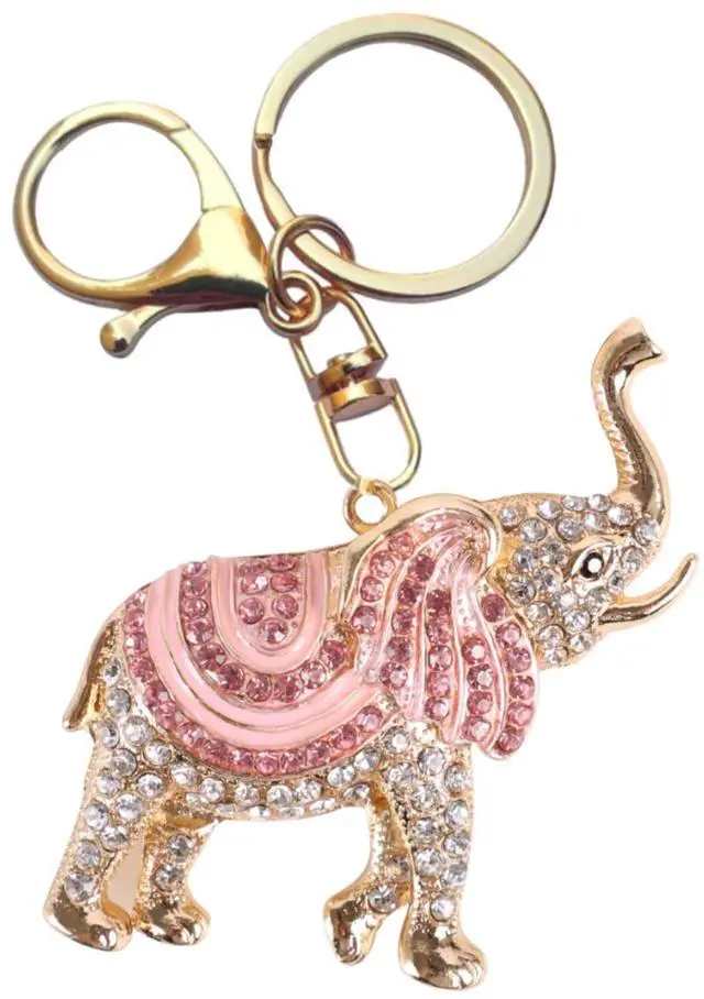 Main image of Elephant Keychain,Animal Rhinestone Key Decoration for Women,Sparkling Keyring Crystal Purse Pendant,Gift to Friends (Pink Elephant)
