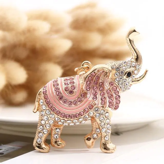 Alt view image 6 of 7 - Elephant Keychain,Animal Rhinestone Key Decoration for Women,Sparkling Keyring Crystal Purse Pendant,Gift to Friends (Pink Elephant)