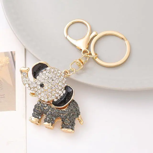 Alt view image 2 of 2 - Cute Animal BlingBling Crystals Keychain Charm Keyring Car & Bag Accessory for Wallet Purse Handbags Key Pendant Decor (Black Elephant)