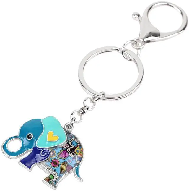 Alt view image 3 of 7 - Enamel Alloy Anime Elephant Keychains Key Ring Charm Elephants Gifts for Women Girls Lady Bag Car Purse (Blue)