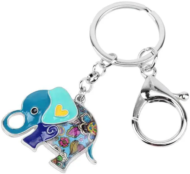 Alt view image 2 of 7 - Enamel Alloy Anime Elephant Keychains Key Ring Charm Elephants Gifts for Women Girls Lady Bag Car Purse (Blue)