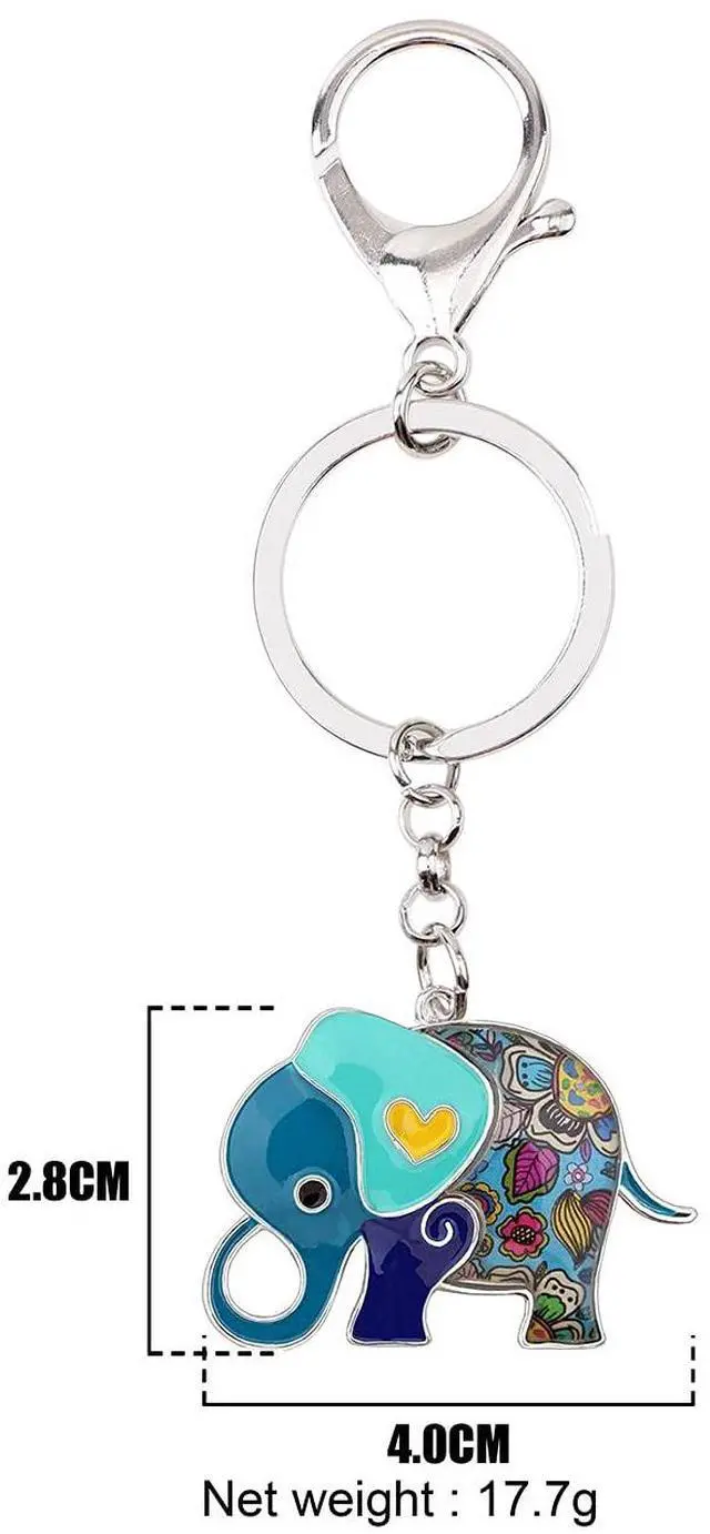 Alt view image 6 of 7 - Enamel Alloy Anime Elephant Keychains Key Ring Charm Elephants Gifts for Women Girls Lady Bag Car Purse (Blue)