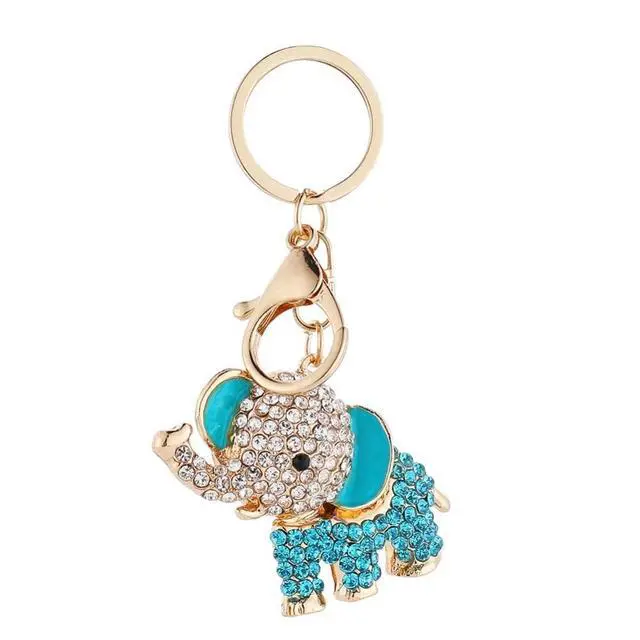 Alt view image 2 of 7 - Cute Animal BlingBling Crystals Keychain Animal Charm Keyring Car & Bag Accessory For Wallet Purse Handbags Cars Key Pendant Decor (Blue Elephant)