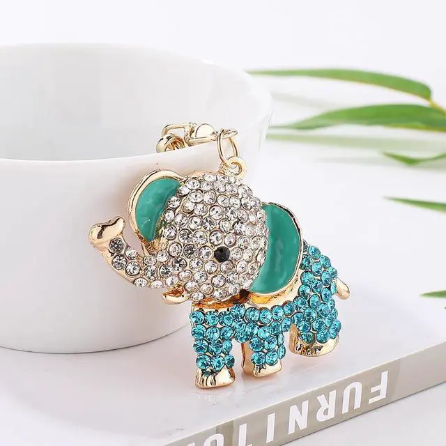 Alt view image 4 of 7 - Cute Animal BlingBling Crystals Keychain Animal Charm Keyring Car & Bag Accessory For Wallet Purse Handbags Cars Key Pendant Decor (Blue Elephant)