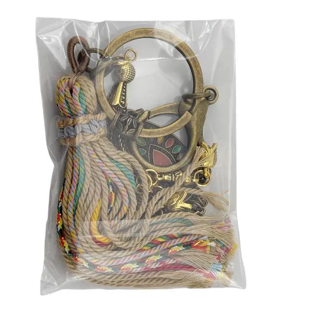 Alt view image 6 of 6 - Boho Keychain Brass Keyring, Vintage Key Chain Ring, Bag Charms, Tulip Tassels, Lanyards for Keys, Purse Charms for Handbags Gift for Women