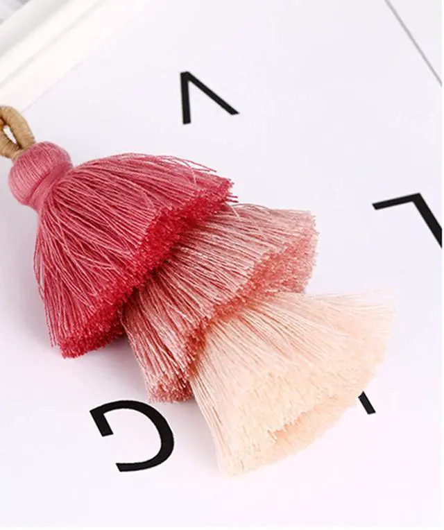 Alt view image 5 of 5 - Women Colorful Tassels Charm Keychain Car Keyring Holder Bag Wallet Purse (Pale Green)
