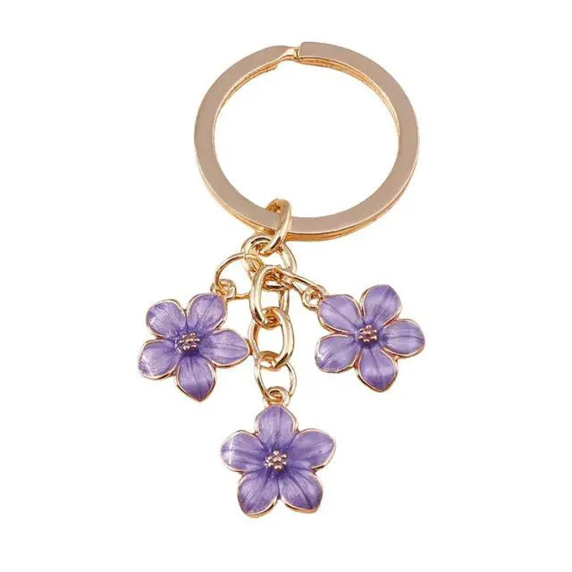 Main image of Flower Charms Daisy Enameled Keychain Chain Tassel Keyring For Women Girls Gifts Purse Bag Accessories-C Purple