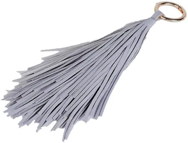 Main image of Women Leather Tassel Keychain Car Keyring Holder Bag Wallet Purse Decorations (Gray-A)