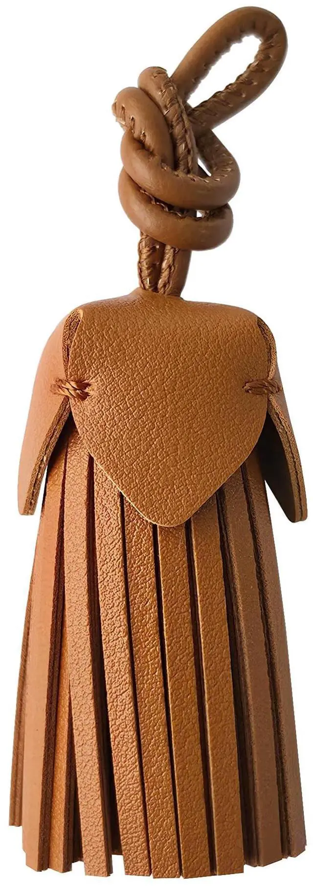 Main image of Hand-Sewn PU Leather Tassel Bag Charms for Handbag Purse Tote Bag Accessory for Women Gifts (Brown)