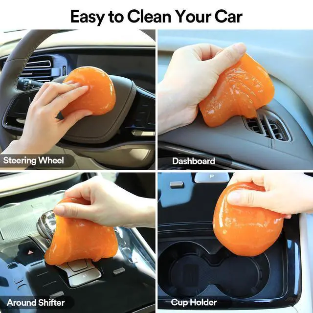Alt view image 4 of 7 - Car Cleaning Gel Car Putty Car Cleaning Kit Car Interior Cleaner Slime Car Cleaning Supplies Auto Detailing Tools Car Accessories Car Gifts for Women Men Keyboard Cleaner Orange