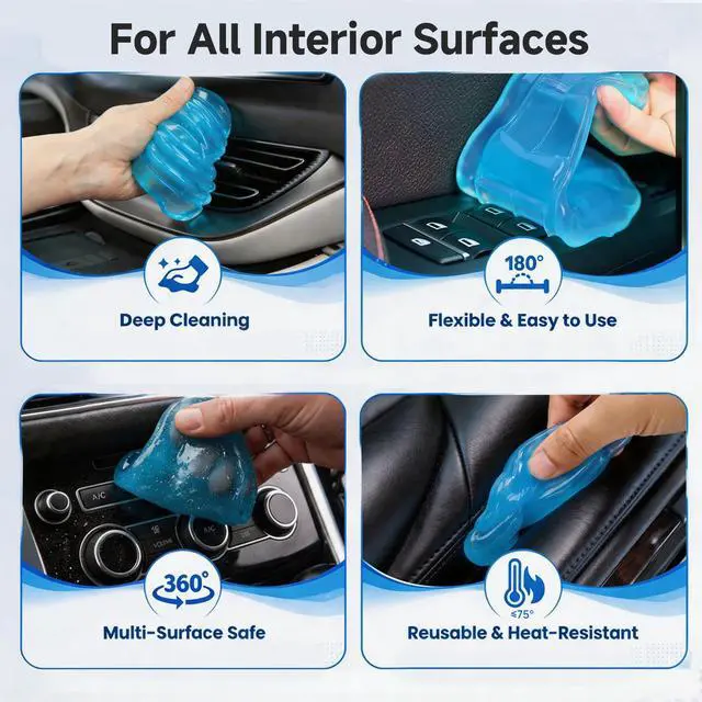 Alt view image 4 of 7 - Car Cleaning Gel Reusable Interior Car Cleaner Putty, Natural Auto Detailing Slime for Vents & Crevices, Universal Car Accessories Gift for Men & Women, Blue
